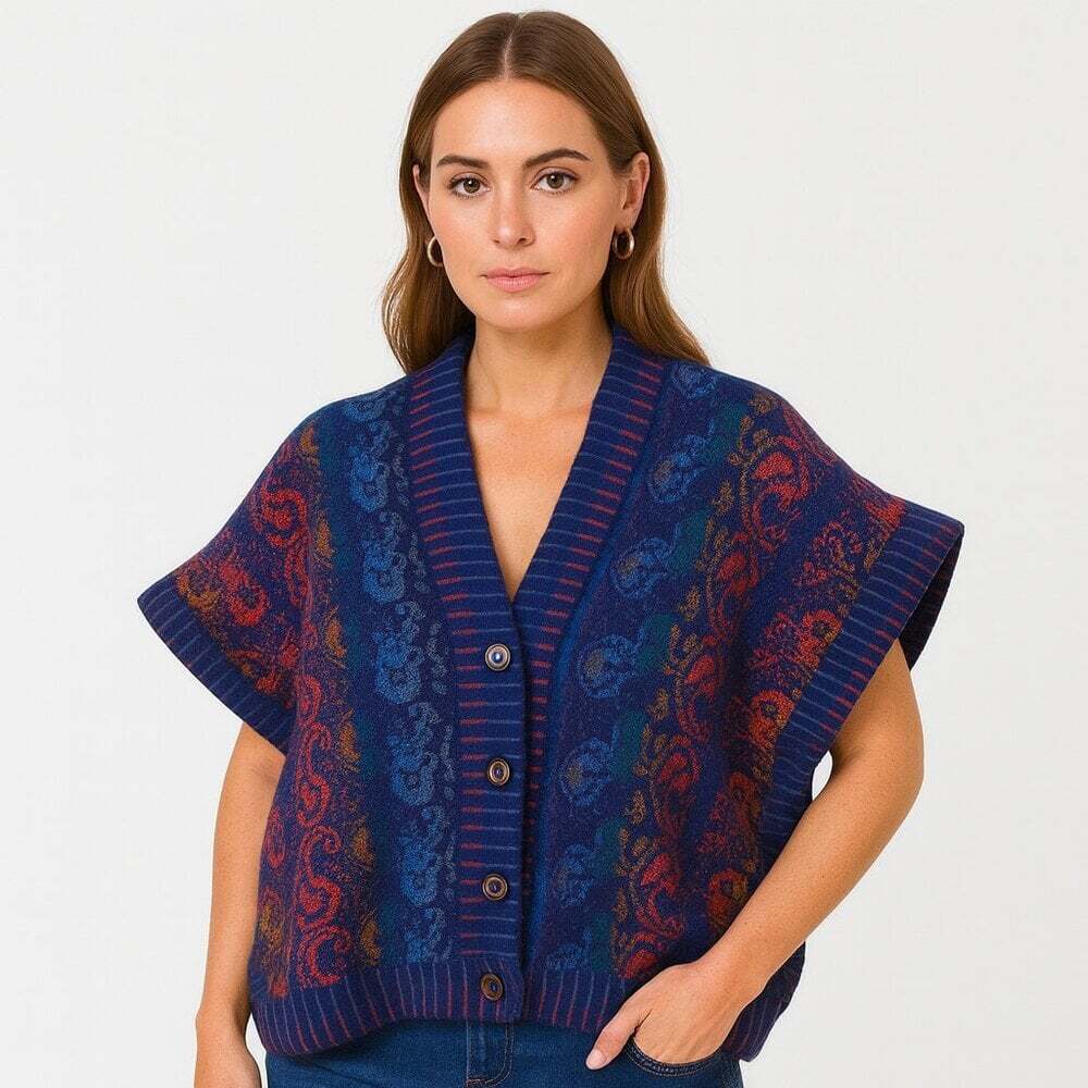 Heather Knits Wool Sweater L Blue Blend Made in Scotland Heritagecore Cozycore